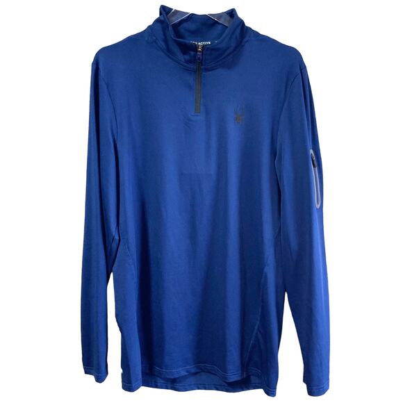Spyder Active Quarter Zip Blue Pullover ProWeb Mens LARGE Active Wear - Picture 1 of 10